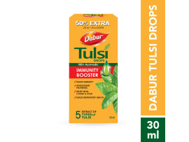 DABUR Tulsi Drops- 50% Extra: Concentrated Extract of 5 Rare Tulsi for Natural Immunity Boosting & Cough and cold Relief: (20ml +10ml Free)